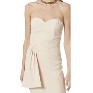 Lavish Alice Pleated Bandeau Dress with Drape Champagne Size 6 NWT